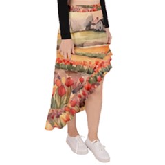 Asymmetrical Ruffle Hem Skirt  
