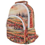 Tulips Field Tree Rounded Multi Pocket Backpack