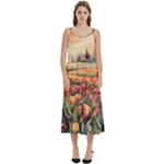 Tulips Field Tree Casual Spaghetti Strap Midi Dress