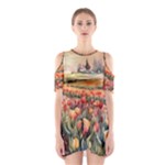 Tulips Field Tree Shoulder Cutout One Piece Dress