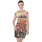 Tulips Field Tree Drawstring Hooded Dress