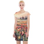 Tulips Field Tree Cap Sleeve Bodycon Dress