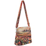 Tulips Field Tree Zipper Messenger Bag