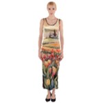 Tulips Field Tree Fitted Maxi Dress
