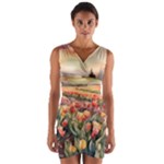 Tulips Field Tree Wrap Front Bodycon Dress
