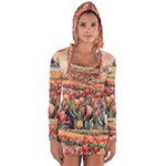 Tulips Field Tree Long Sleeve Hooded T-shirt