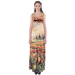 Tulips Field Tree Empire Waist Maxi Dress