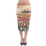 Tulips Field Tree Midi Pencil Skirt