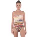 Tulips Field Tree Tie Back One Piece Swimsuit