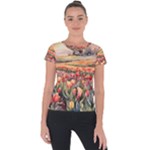 Tulips Field Tree Short Sleeve Sports Top 