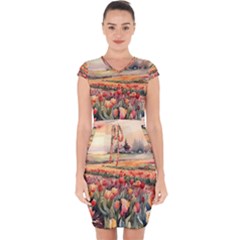Capsleeve Drawstring Dress  