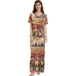Tulips Field Tree Short Sleeve Satin Pajamas Set With Pockets