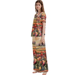 Short Sleeve Satin Pajamas Set With Pockets 