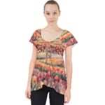 Tulips Field Tree Lace Front Dolly Top