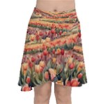 Tulips Field Tree Chiffon Wrap Front Skirt