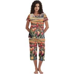 Short Sleeve 3/4 Length Pants Lounge Set 