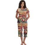 Tulips Field Tree Short Sleeve 3/4 Length Pants Lounge Set