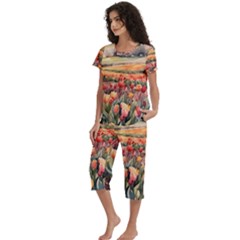 Short Sleeve 3/4 Length Pants Lounge Set 