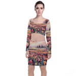 Tulips Field Tree Long Sleeve Crop Top & Bodycon Skirt Set