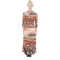 Quarter Sleeve Wrap Maxi Dress 