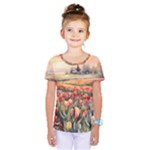 Tulips Field Tree Kids  One Piece T-Shirt