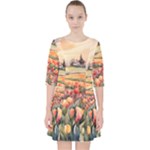 Tulips Field Tree Quarter Sleeve Pocket Dress