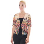 Tulips Field Tree Cropped Button Cardigan