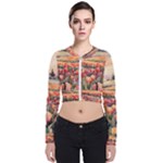 Tulips Field Tree Long Sleeve Zip Up Bomber Jacket