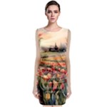 Tulips Field Tree Sleeveless Velvet Midi Dress