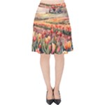 Tulips Field Tree Velvet High Waist Skirt