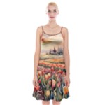 Tulips Field Tree Spaghetti Strap Velvet Dress