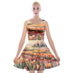 Tulips Field Tree Velvet Skater Dress