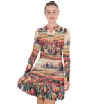 Tulips Field Tree Long Sleeve Panel Dress