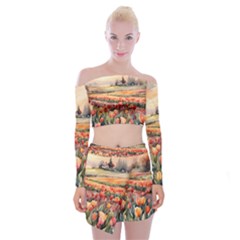 Off Shoulder Top with Mini Skirt Set 