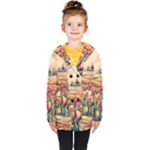 Tulips Field Tree Kids  Double Breasted Button Coat