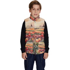 Tulips Field Tree Kid s Button Up Puffer Vest from ArtsNow.com