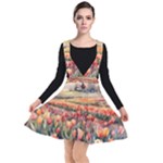 Tulips Field Tree Plunge Pinafore Dress
