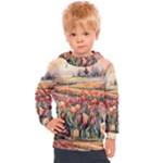 Tulips Field Tree Kids  Hooded Pullover