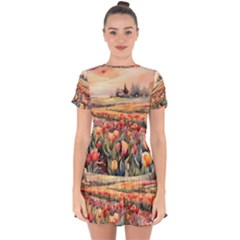 Drop Hem Mini Chiffon Dress 