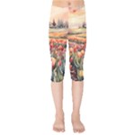 Tulips Field Tree Kids  Capri Leggings 