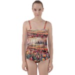 Tulips Field Tree Twist Front Tankini Set
