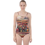 Tulips Field Tree Cut Out Top Tankini Set