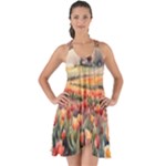 Tulips Field Tree Show Some Back Chiffon Dress