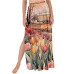 Tulips Field Tree Maxi Chiffon Tie-Up Sarong
