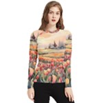 Tulips Field Tree Women s Long Sleeve Rash Guard