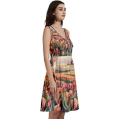Sleeveless V-Neck Skater Dress with Pockets 