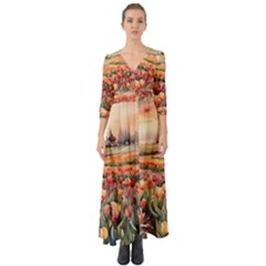 Button Up Boho Maxi Dress 