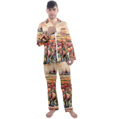 Men s Long Sleeve Satin Pajamas Set 