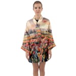 Tulips Field Tree Long Sleeve Satin Kimono