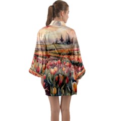 Long Sleeve Satin Kimono 